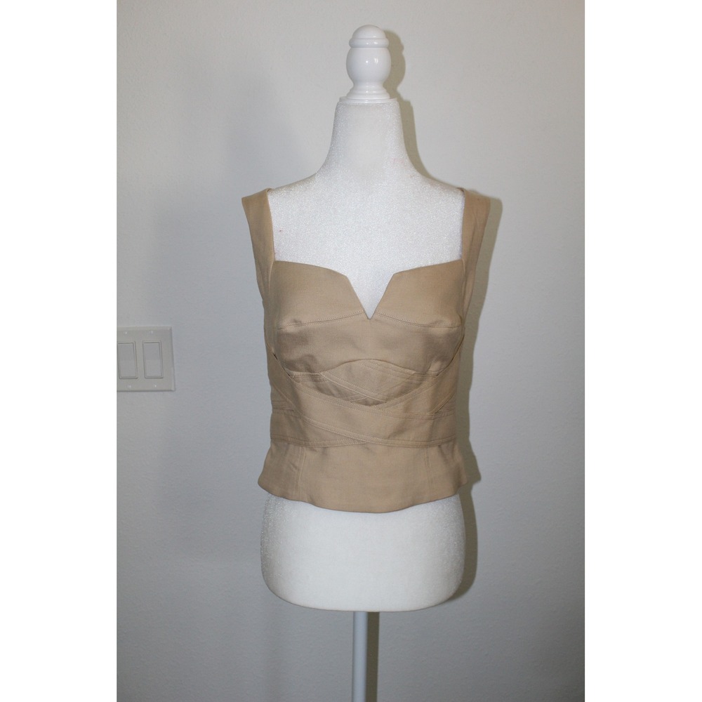 White House Black Market Warm Sand SL Wrap Bustier Top Size 4 NWT Corset Style